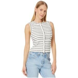 Madewell Split-Crewneck Cardigan Tank in Stripe Size XS